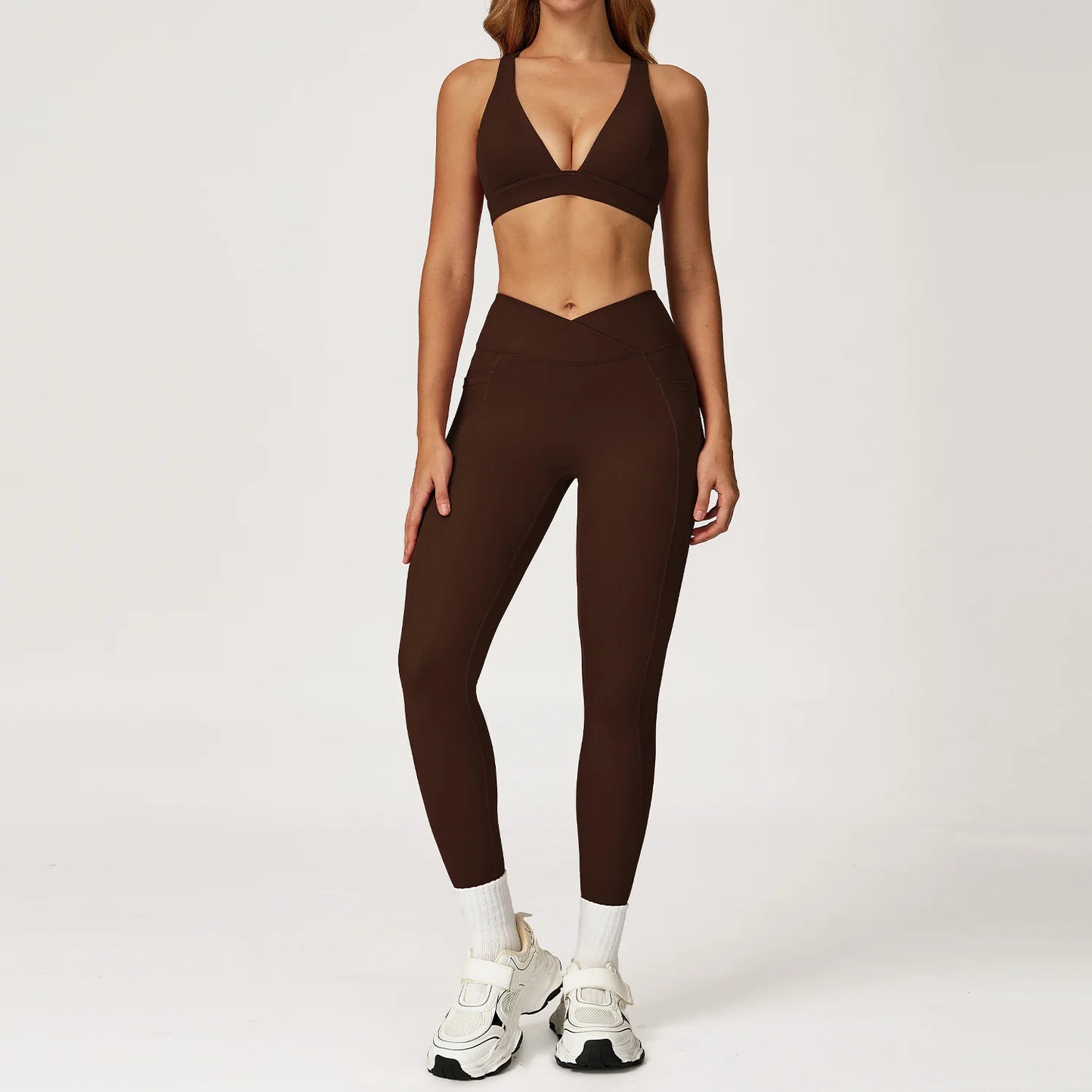 Yoga Set 2 Pieces Workout Outfits Women Clothes Fitness Sportswear Gym Tracksuit High Waist Leggings Sports Bra Athletic Wear