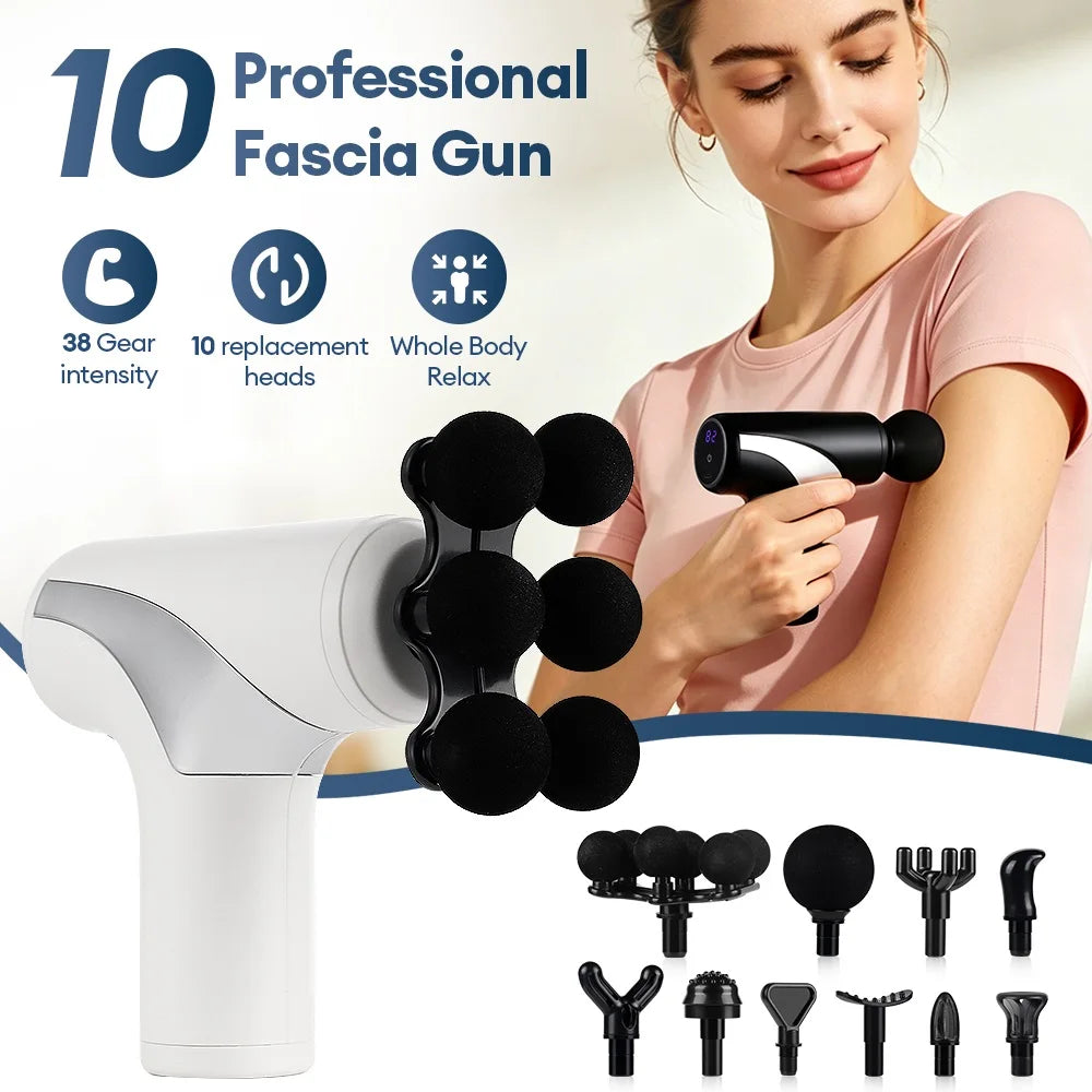 Portable Massage Gun 38 Gears Adjustment Intelligent Pressure Sensing Wireless Massager for Neck Back Leg Body Muscle Massager