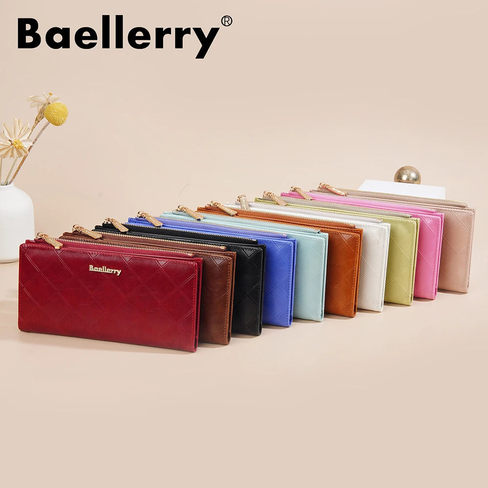 Baellerry Korean Style Small Wallet Women - PU Leather Zipper Pocket, Mini Card Holder for Daily Essentials