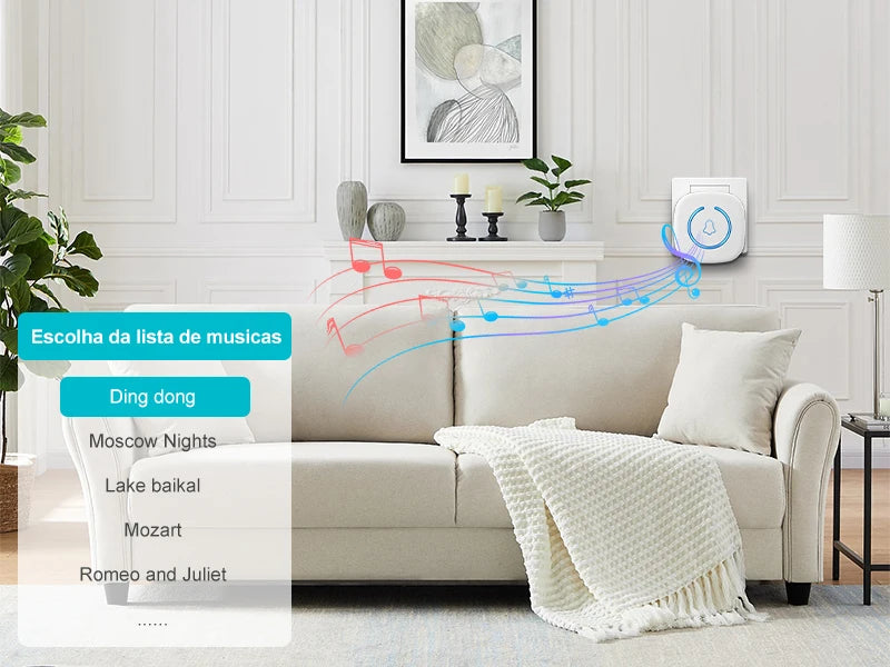 Wireless Doorbell Intelligent Welcome Door Bell 300M/984 FT