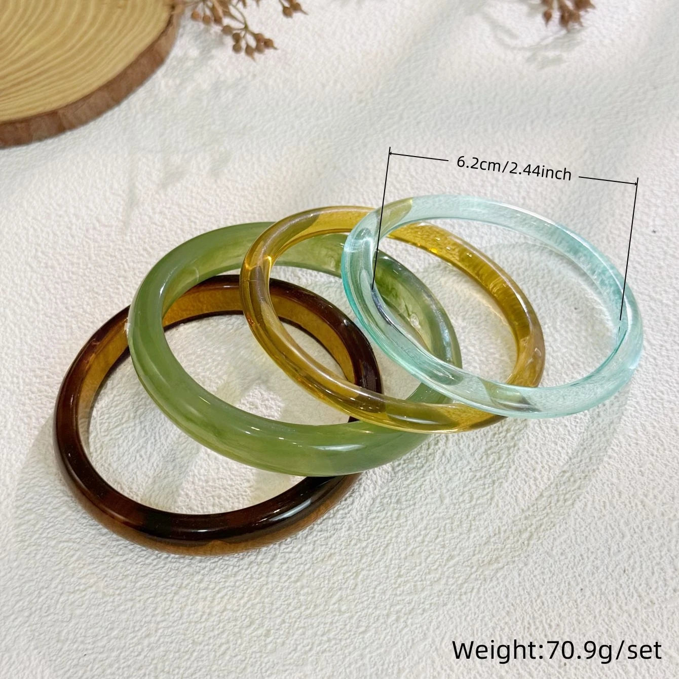4-Piece-Set Resin Texture Acrylic Bangle Suit for Women Simple Versatile Opening Smudging Bangles Light Luxury Fashion Jewelry
