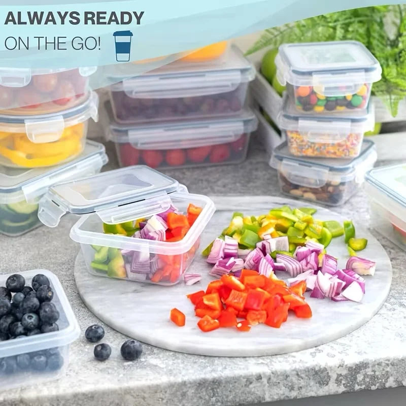 12/16/24pcs Reusable Food Storage Container with Lid, Sealed Plastic Box, Suitable for Kitchen Storage/Picnic/Camping and Office
