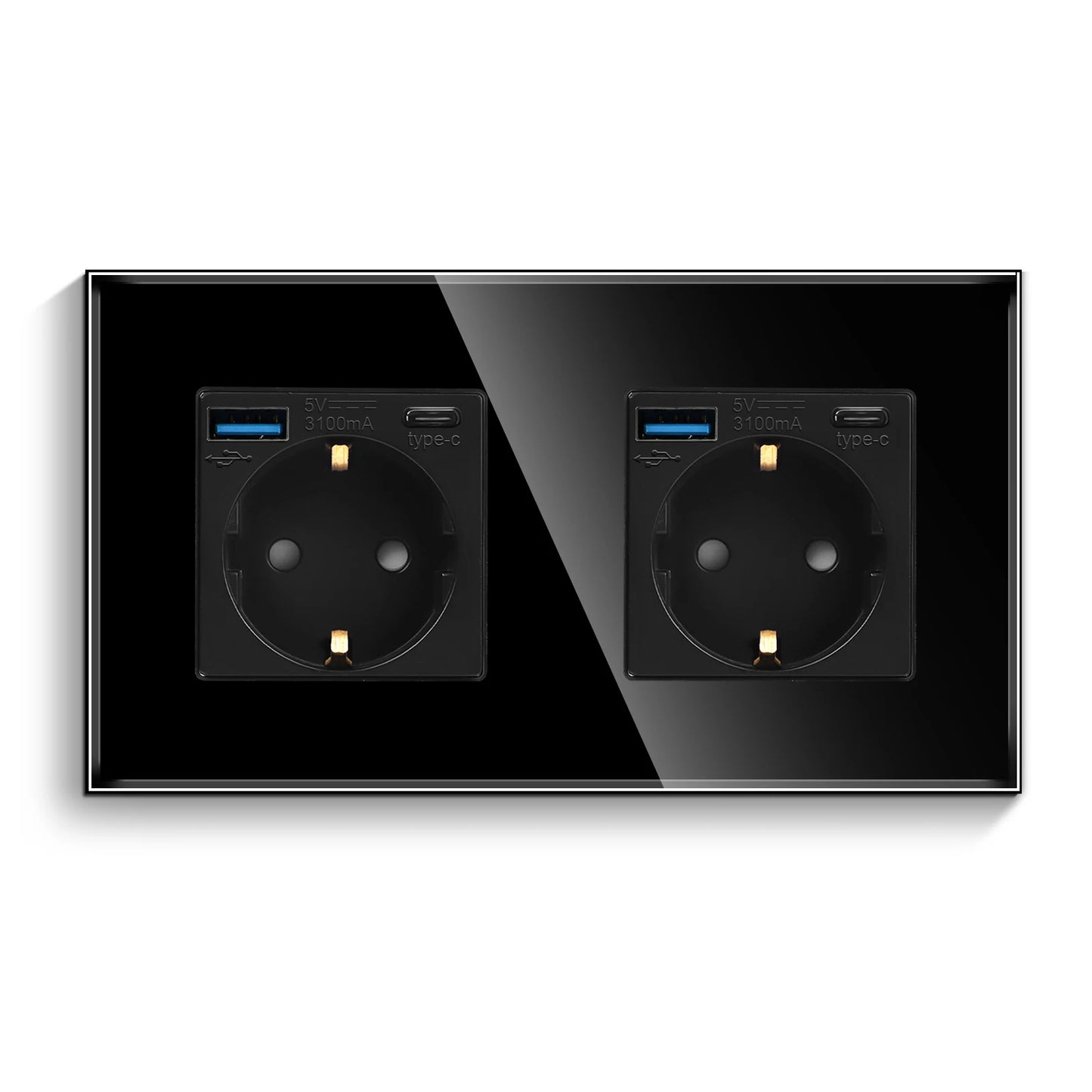 Bingoelec Black Sockets And Switches With Crystal Glass Panel Home Improvement