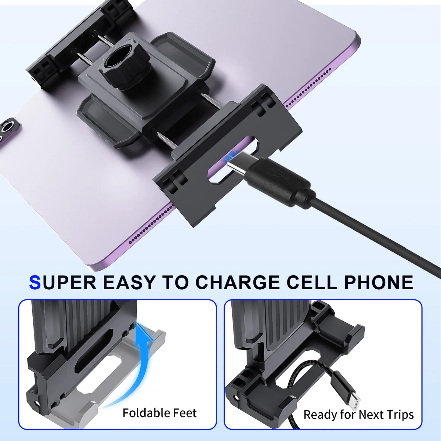 Portable 2 in1 Tablet Holder Indoor Gym Treadmill Handlebar Bracket Stand for 4-14" Mobile Phone Support Devices iPad Pro Air