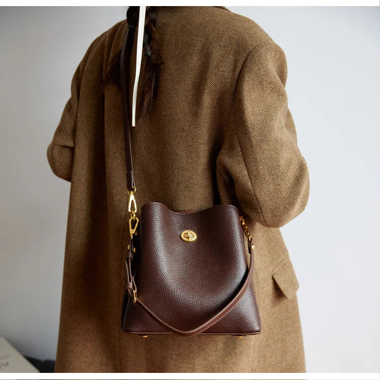 Fashion PU leather Women Handbags Large Capacity Fashion female Bucket Shoulder Bag Elegance ladies messenger bag burgundy totes
