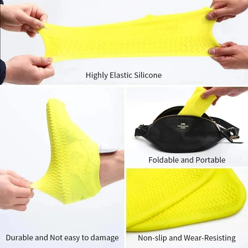 Reusable Waterproof Rain Shoes Covers Silicone Outdoor Rain Boot Overshoes Walking Shoes Accessories Reusable Shoe Cover