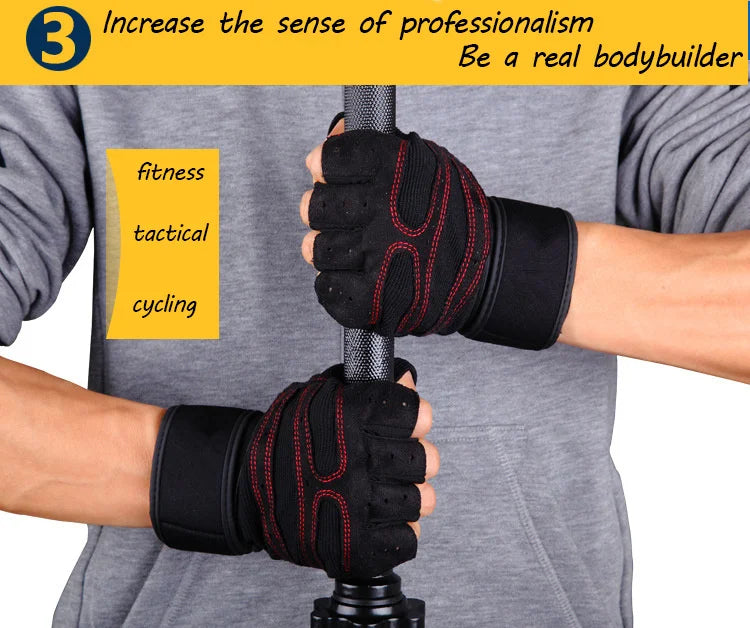 Gym Gloves for Men Women Fitness Weight Lifting Wristband Gloves Body Building Training Sports Exercise Cycling Glove Shockproof