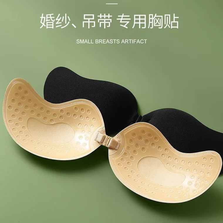 Women Silicone Adhesive Push Up Bra Invisible Strapless Nipple Covers Reusable Backless Support Self Stick  Daily Essentials