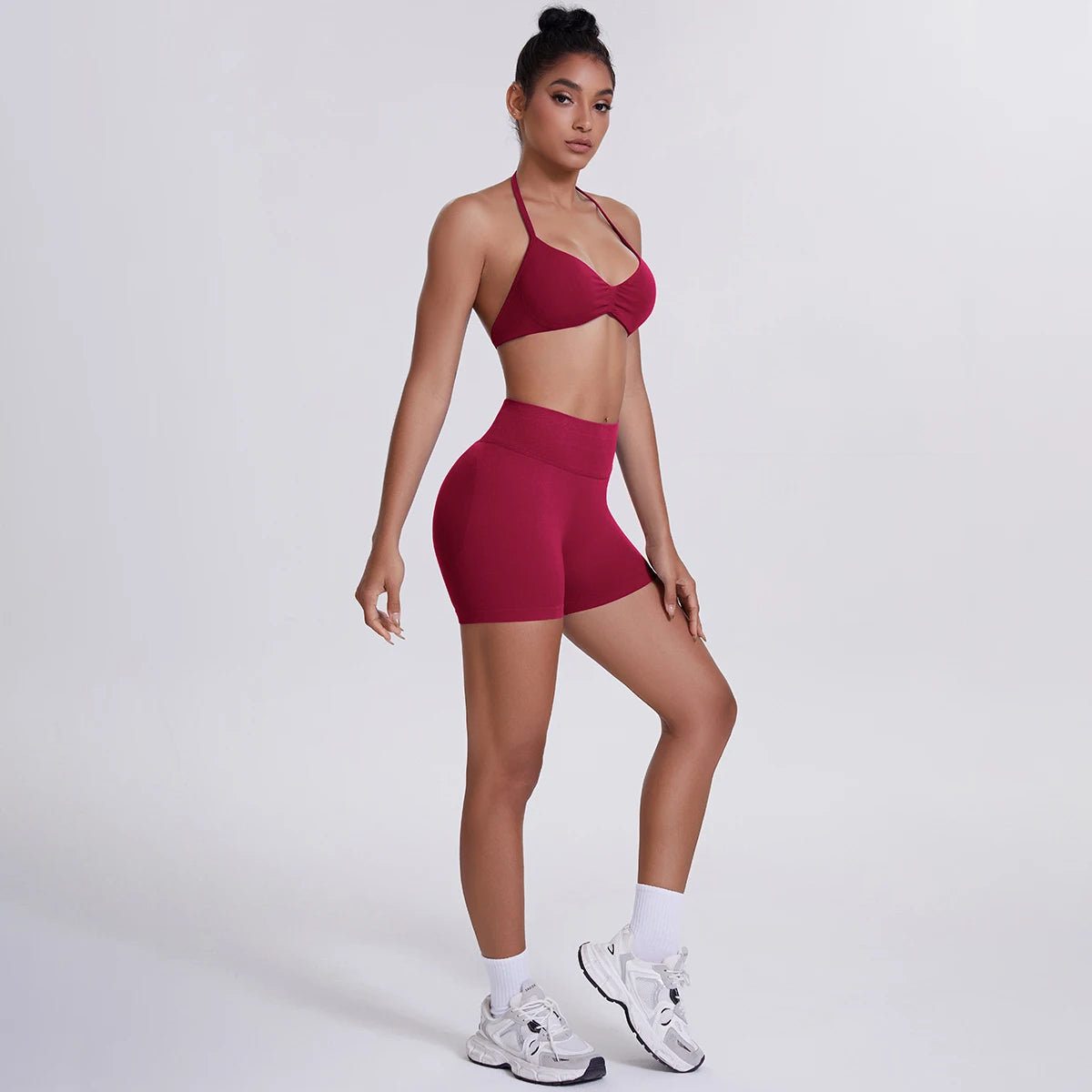 2 Pieces Yoga Set Sexy Backless Women Bra Summer Workout Gym Clothing High Waist Hip Push Up Breathable Fitness Shorts Yoga Set