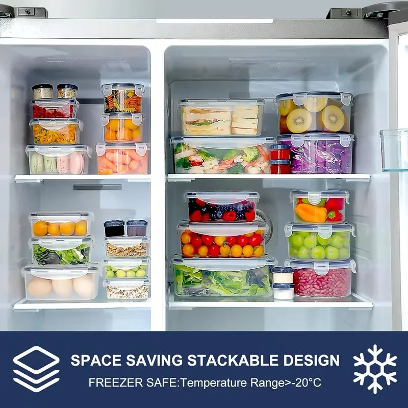 12/16/24pcs Reusable Food Storage Container with Lid, Sealed Plastic Box, Suitable for Kitchen Storage/Picnic/Camping and Office