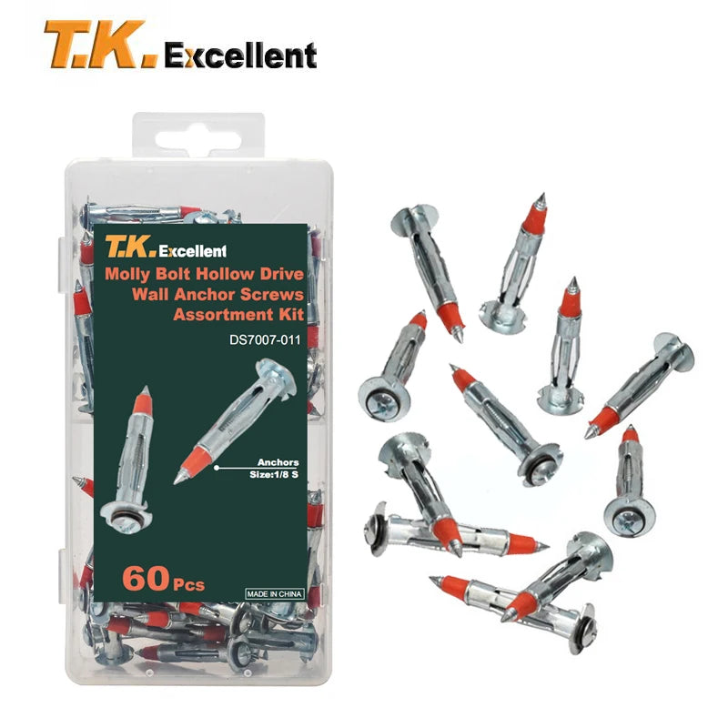 Heavy Duty  Molly Bolt Hollow Drive Wall Anchor Screws Kit Drywall Cavity Plug Dowel for Plasterboard Hanging Fasteners