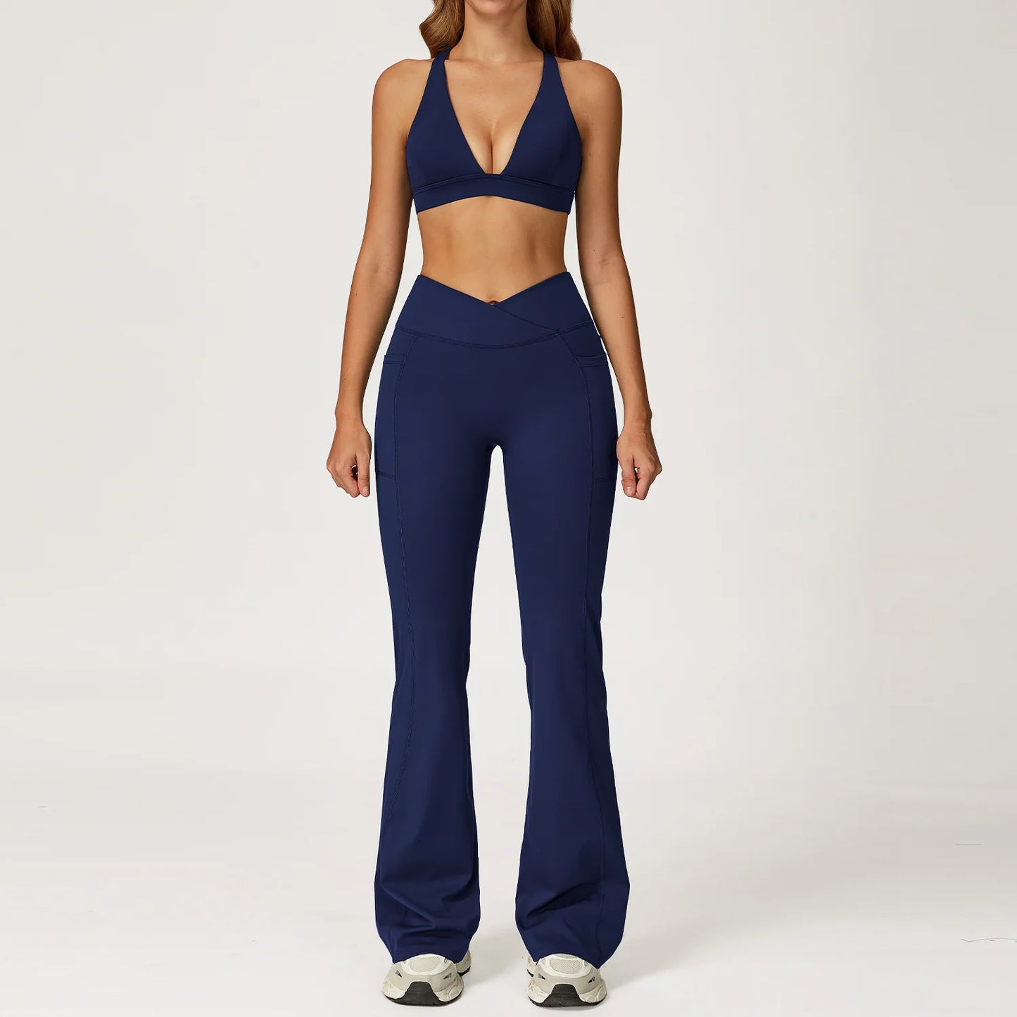 Yoga Set 2 Pieces Workout Outfits Women Clothes Fitness Sportswear Gym Tracksuit High Waist Leggings Sports Bra Athletic Wear