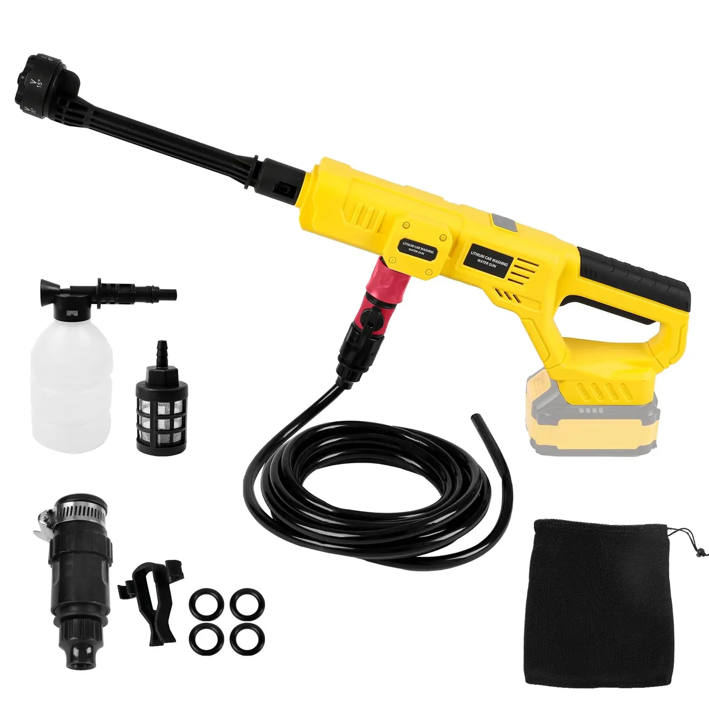 Cordless Garden Irrigation Cleaning Tool Compatible with Dewalt 20V Battery 6 IN 1 High Pressure Car Washer Gun