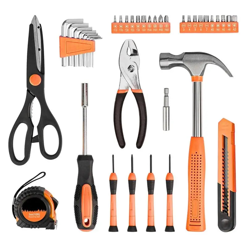 A69eessential Home Repair Set 39-Piece Household Tools Kit Plastic Toolbox Storage Case