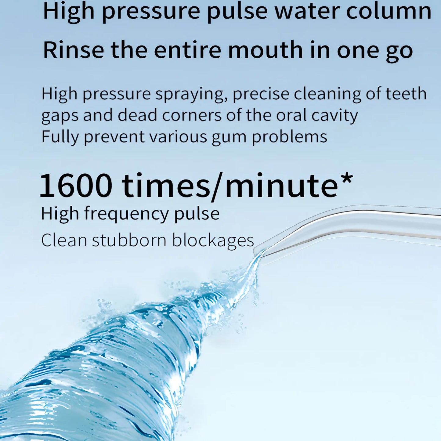 A16 Portable Cordless Water Flosser 3 Cleaning Modes Waterproof Rechargeable 4 Nozzles Dental Cleaner for Gum Health