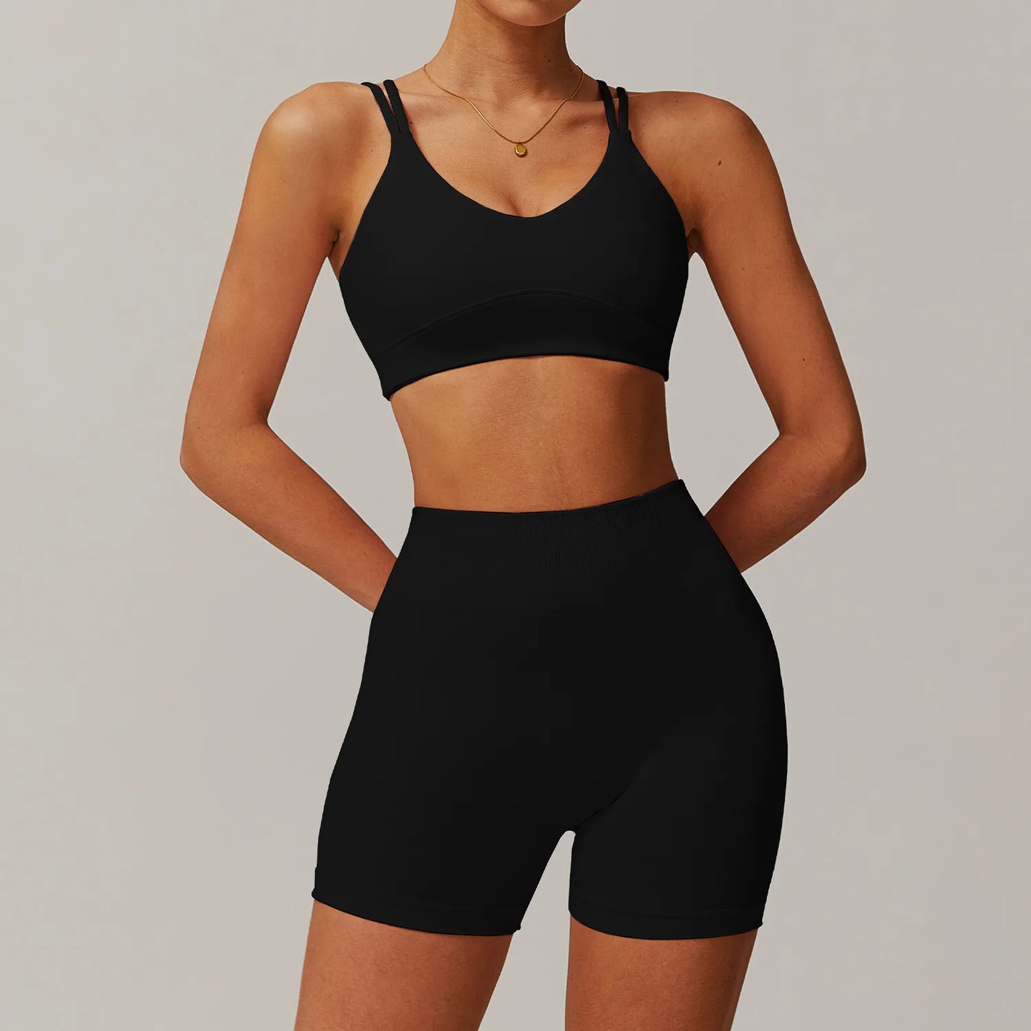 Naked Feeling Yoga Set Women Gym Workout Clothes Padded Sports Bra Outdoor Fitness