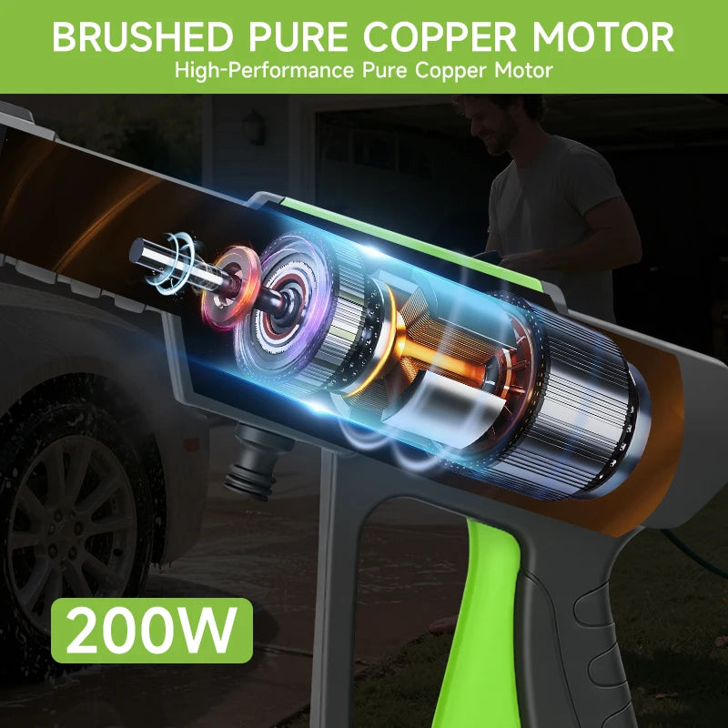 Hippcron Cordless Pressure Washer 1450PSI Portable Power Cleaning 6-in-1 Adjustable Nozzle All-in-One for Car Home Garden