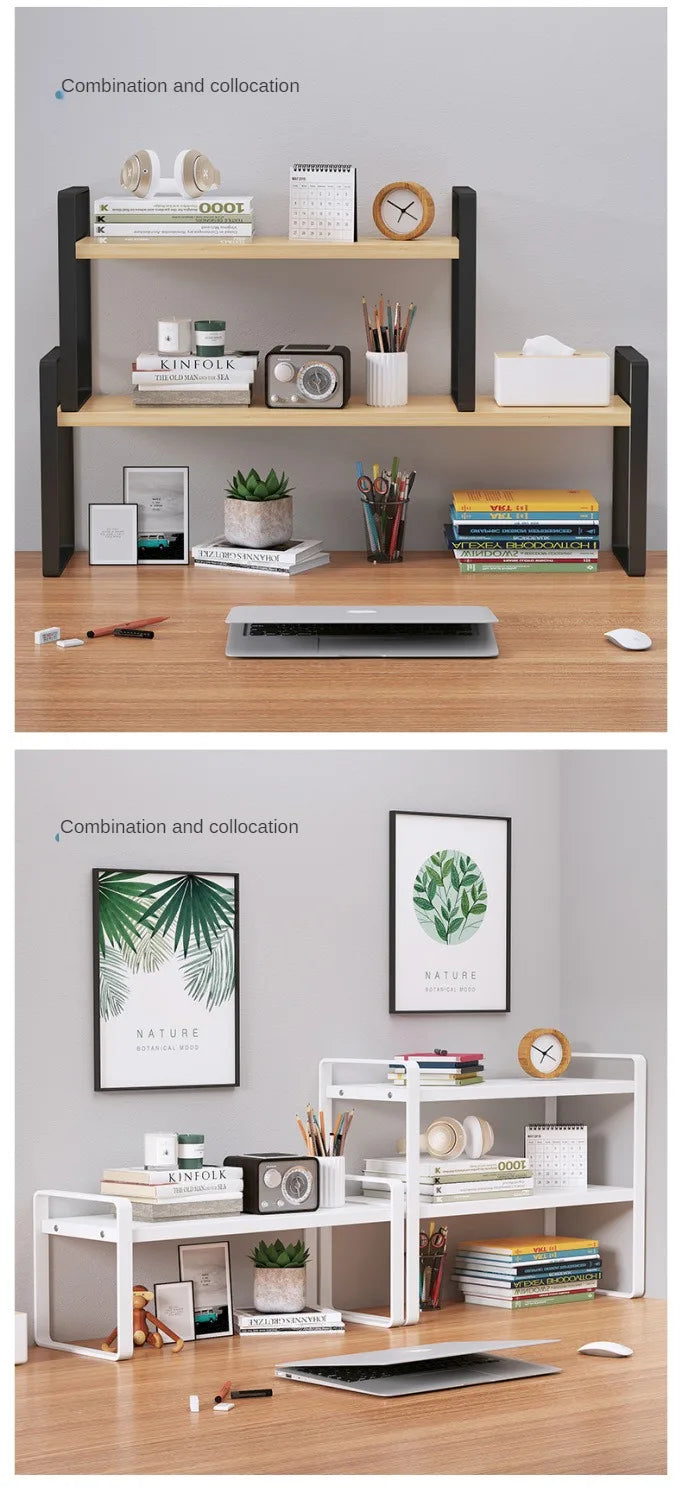 Shelf Desktop Storage  Bookshelf Student Desk Shelves Racks Office Computer Desk Tiered Cabinet Home Storage Holders Organizer