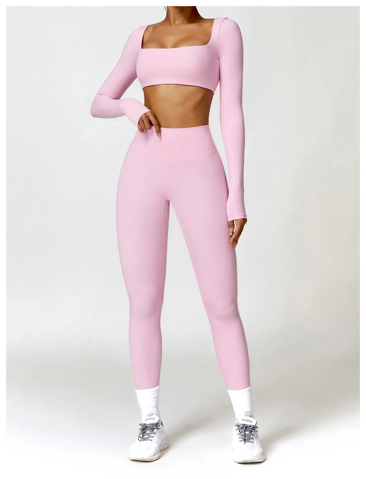 New Long sleeve Shirt Sports Set Women Fitness Tights Yoga Set Crop Top Running High Waist Gym Set Womens Outfits Yoga Clothing