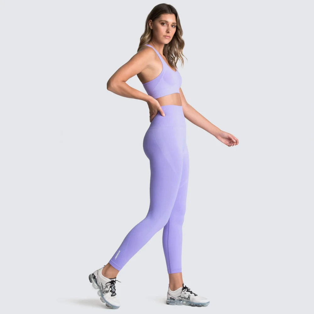 Women's Seamless Yoga Set Fitness Crop Top & Tummy Control High Waist Leggings with Built-in Bra Workout