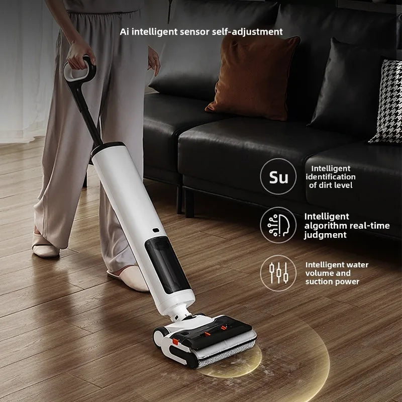 Cordless Houseuse Floor Washer (Wash, Mop, & Vacuum 3-in-1) – 180° Lay-Flat Design, High Suction, Foam Cleaning