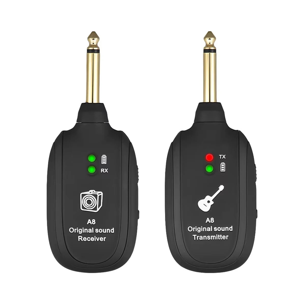 Miwayer A8 Guitar Wireless System - Built-in Rechargeable Transmitter & Receiver for Electric Guitar/Bass