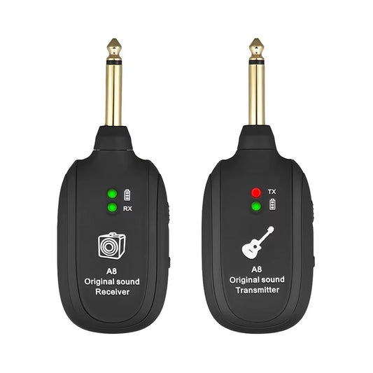Miwayer A8 Guitar Wireless System - Built-in Rechargeable Transmitter & Receiver for Electric Guitar/Bass