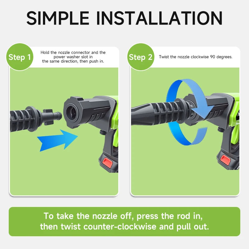 Hippcron Cordless Pressure Washer 1450PSI Portable Power Cleaning 6-in-1 Adjustable Nozzle All-in-One for Car Home Garden