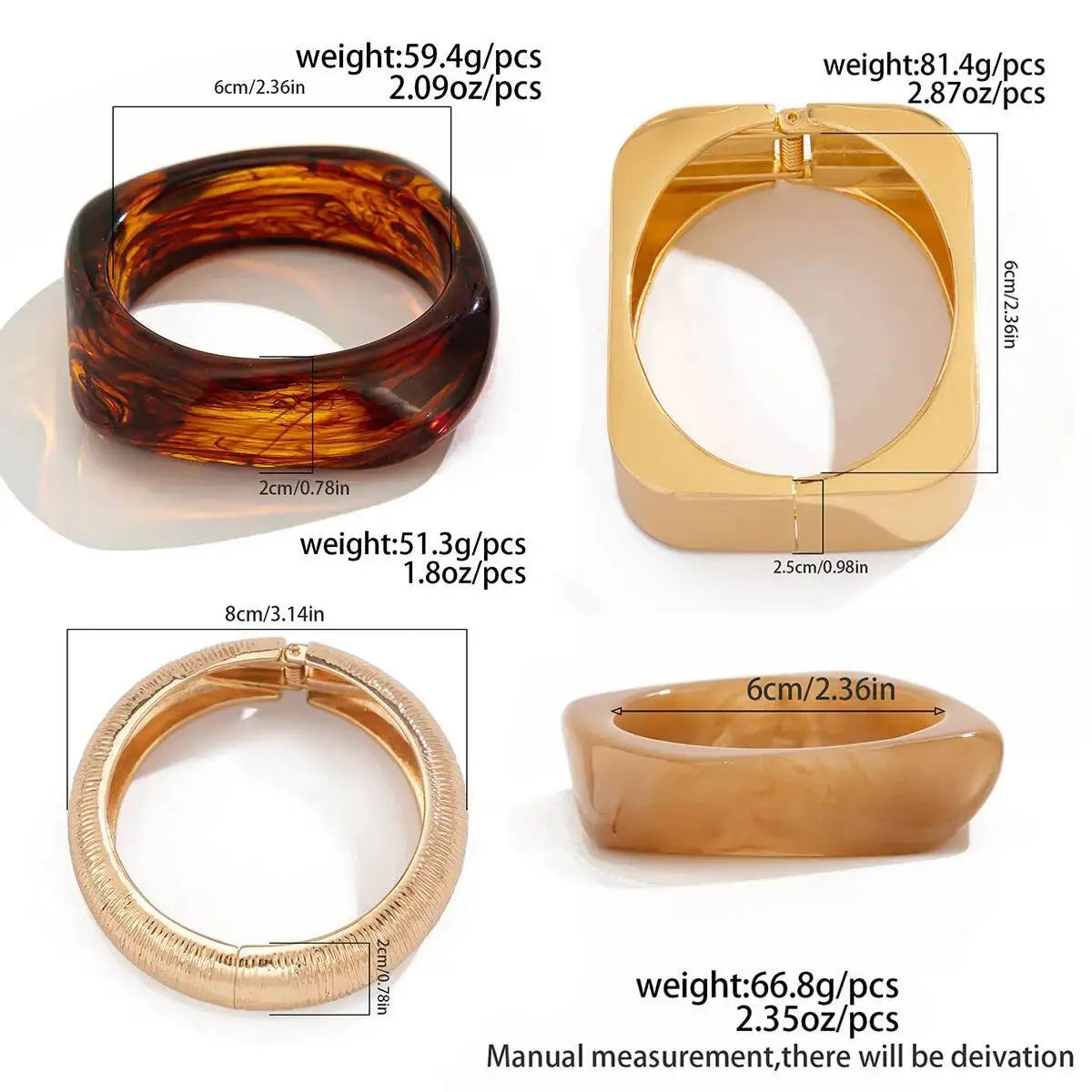 IngeSight.Z Vintage Irregular Geometric Resin Wide Bangles Bracelet for Women Hip Hop Punk Chunky Metal Bangles Trendy Jewelry