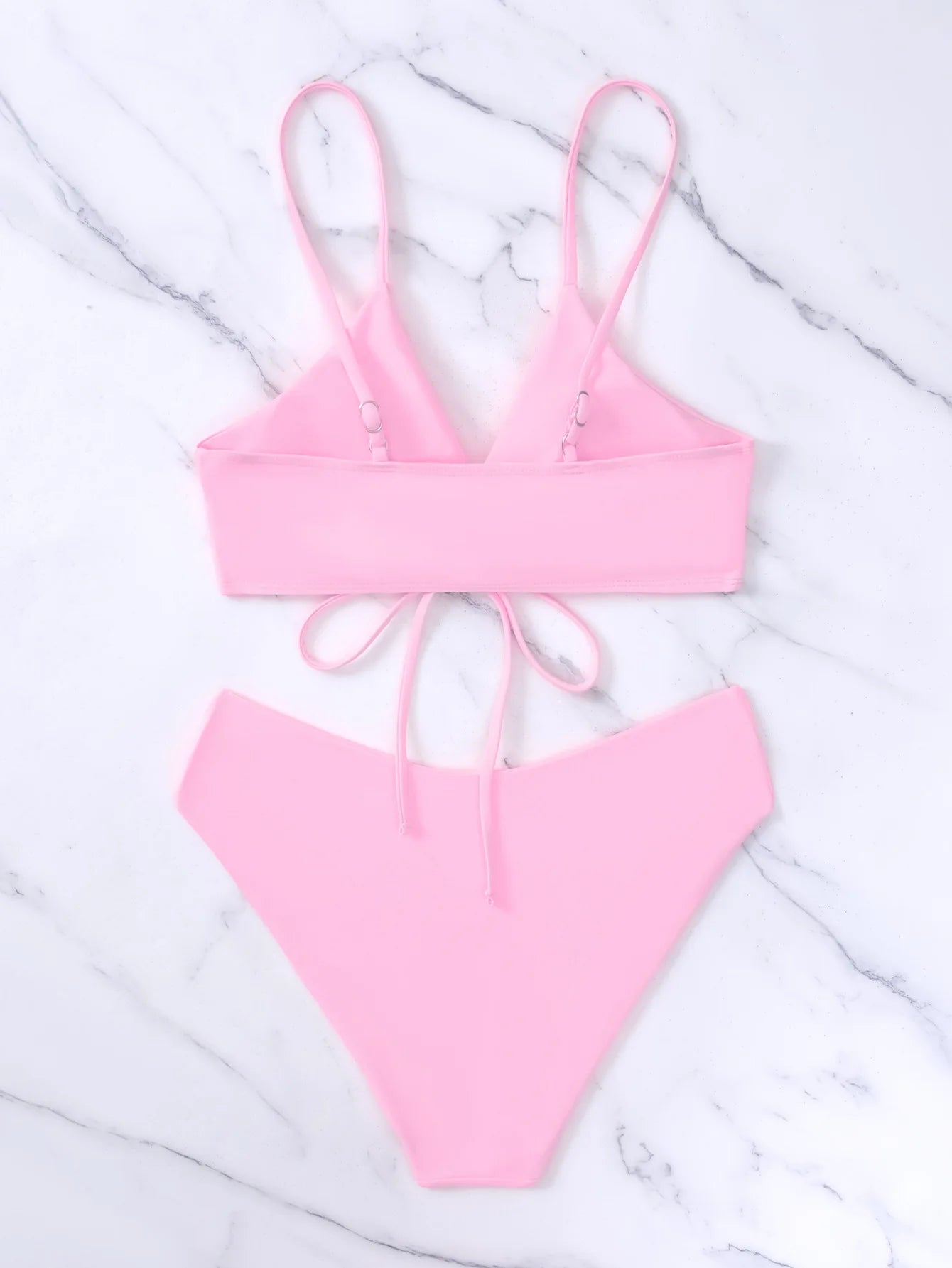 New Women's Swimsuit High Waist Two Piece Bikini Set Hollow Out V-neck Bandage Cross Backless Beach Swimwear Summer Bathing Suit