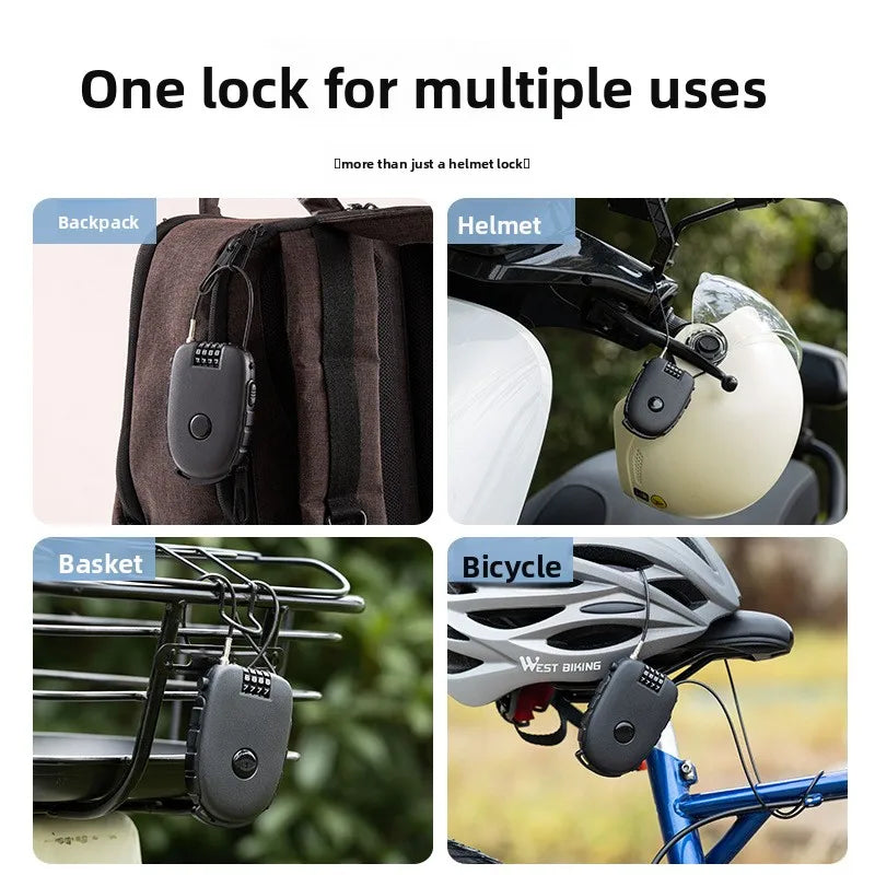 Portable Steel Wire Lock, Stretchable Steel Wire Helmet Lock, Baby Car Lock, Portable Treasure Ruyi Steel Wire Portable Lock
