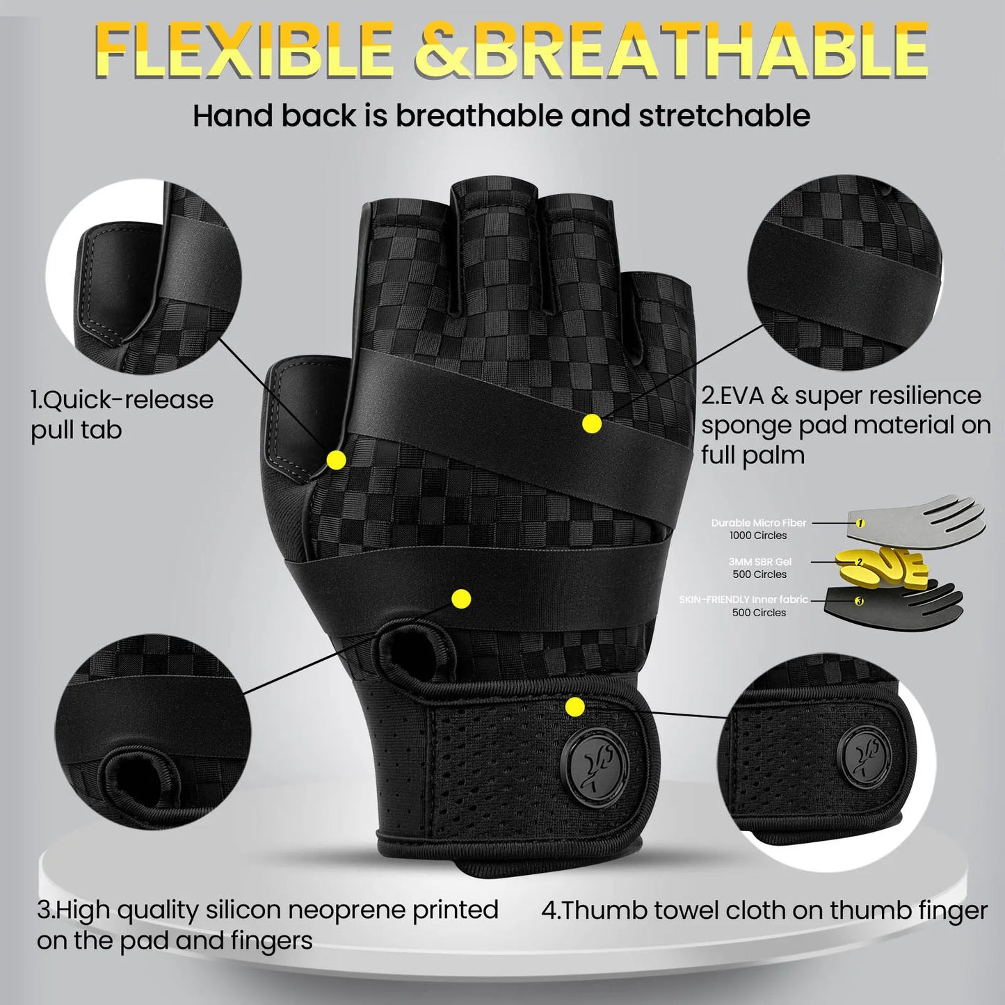 Gym Gloves for Men Sports Multi-use Breathable Gel Weight Lifting Gloves for Pull-ups,Training,Fitness,Road Bike Outdoor Cycling
