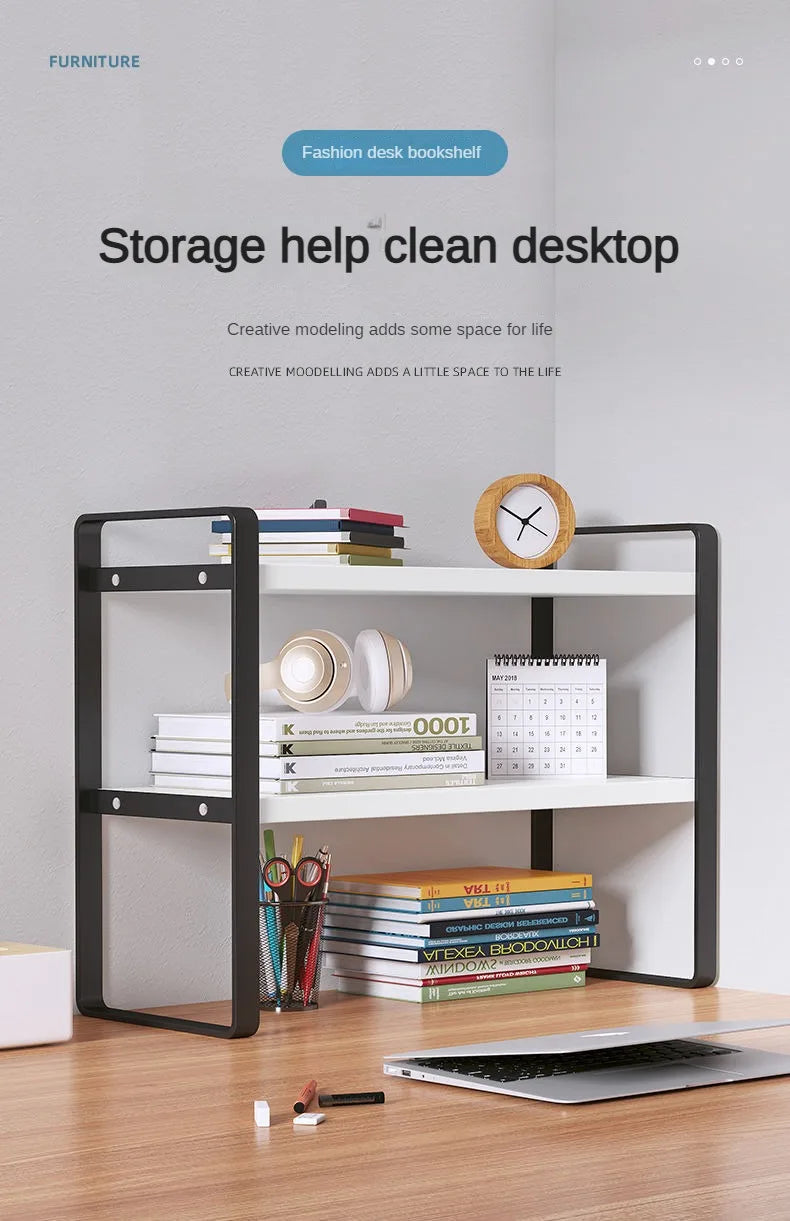 Shelf Desktop Storage  Bookshelf Student Desk Shelves Racks Office Computer Desk Tiered Cabinet Home Storage Holders Organizer
