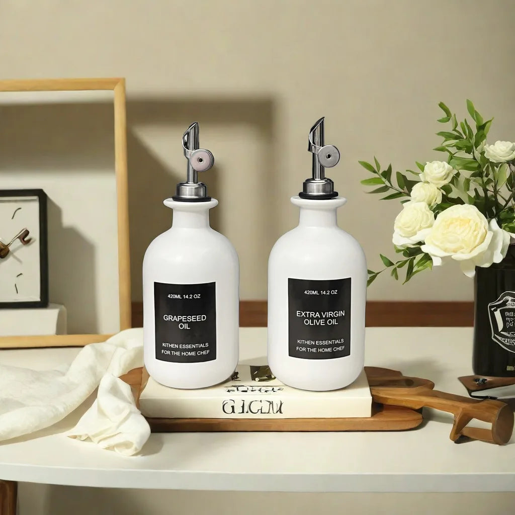 Household ceramic soy sauce bottle leakproof automatic open oil bottle leakproof household kitchen seasoning utensils