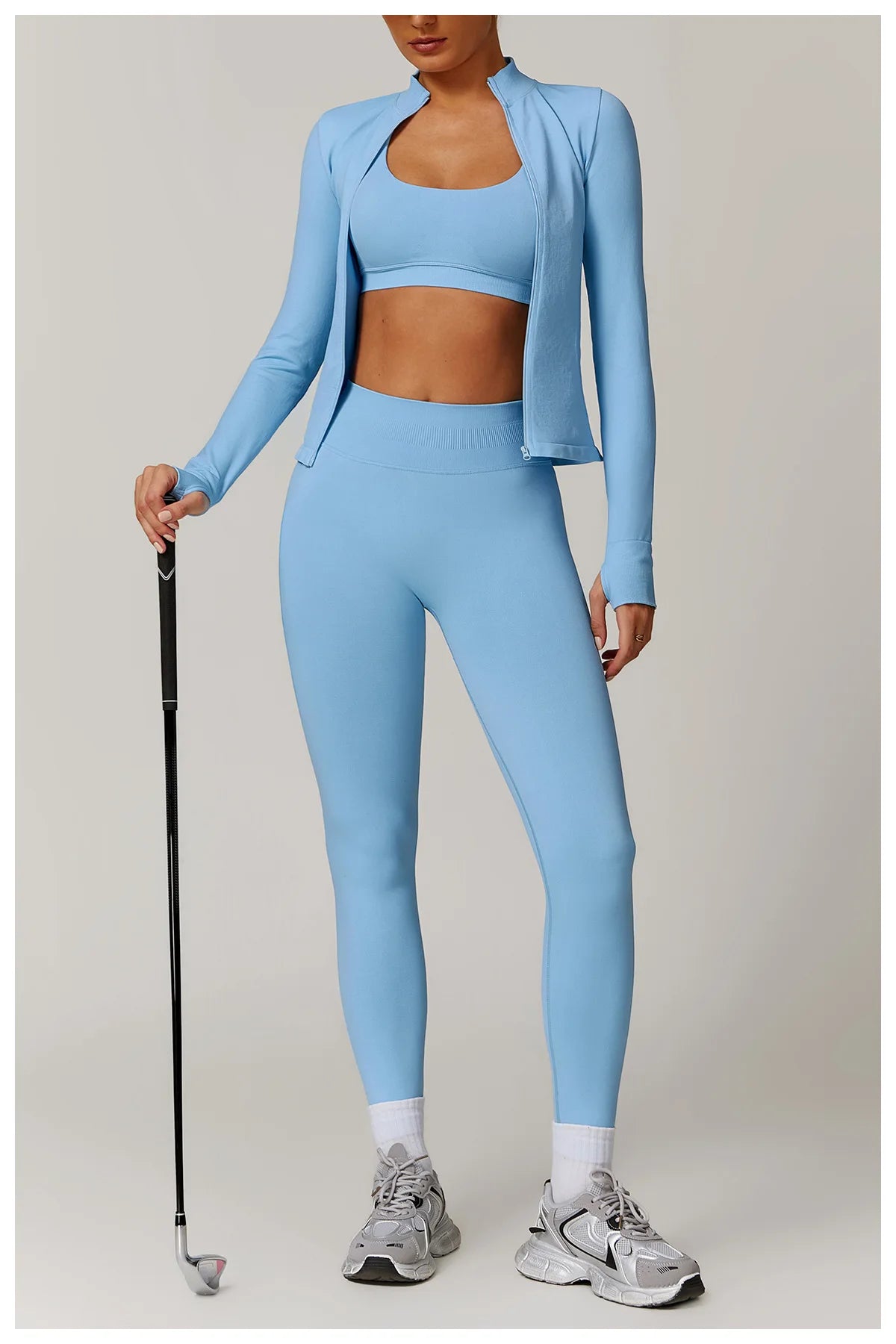 Women's Yoga Set 2025 New Solid Color High Waist Hip Lifting Pants Sports Zipper Long Sleeve Coat Top Jacket Yoga Clothing