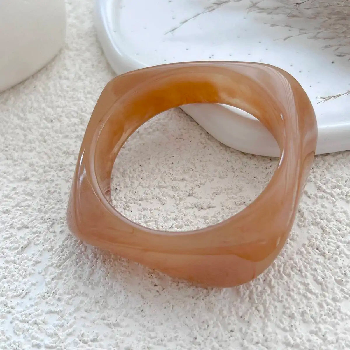IngeSight.Z Vintage Irregular Geometric Resin Wide Bangles Bracelet for Women Hip Hop Punk Chunky Metal Bangles Trendy Jewelry