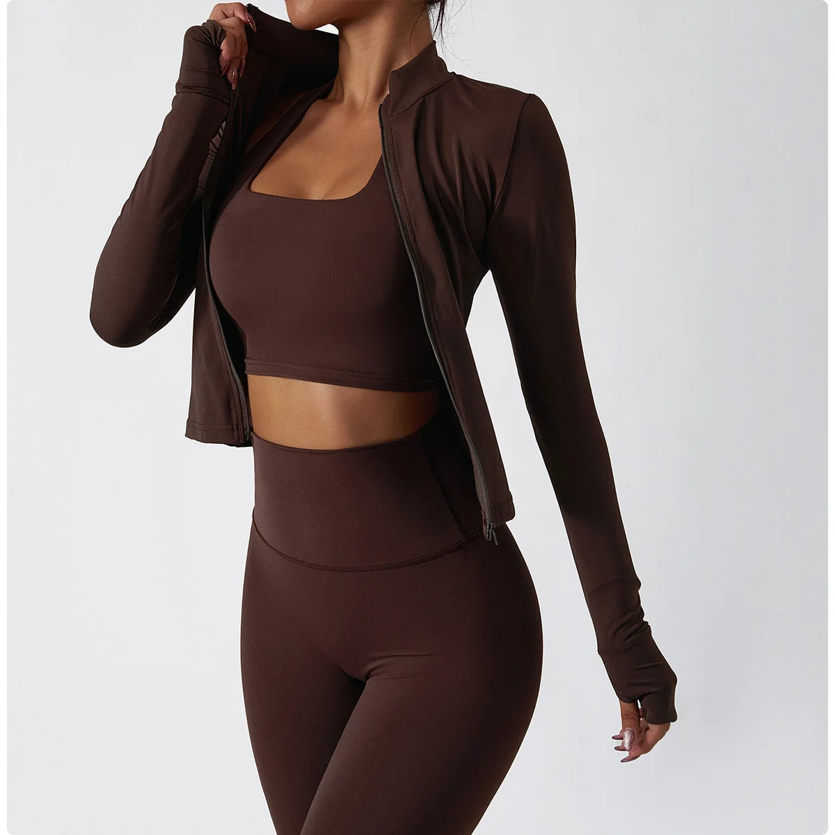 2 PCS Sportswear Women Yoga Set Gym Clothes Athletic Wear Yoga Suits Fitness Set Tracksuits Sports Bra Long Sleeve Gym Leggings