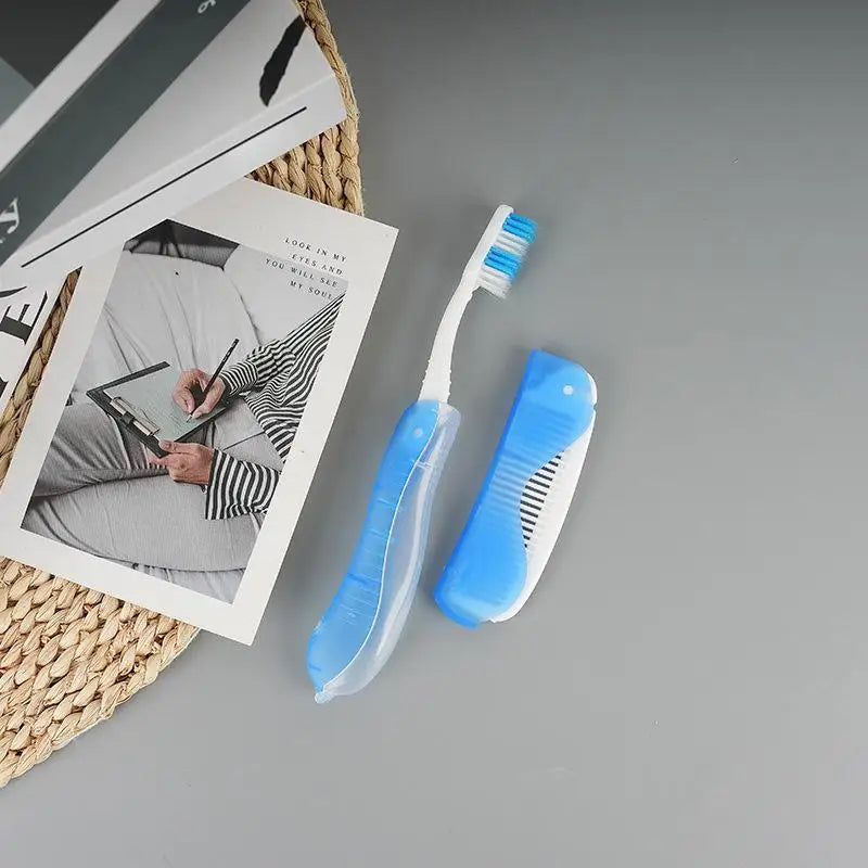 Compact Disposable Toothbrush – Foldable Design with Sanitary Cap for Outdoor Adventures & Business Trips
