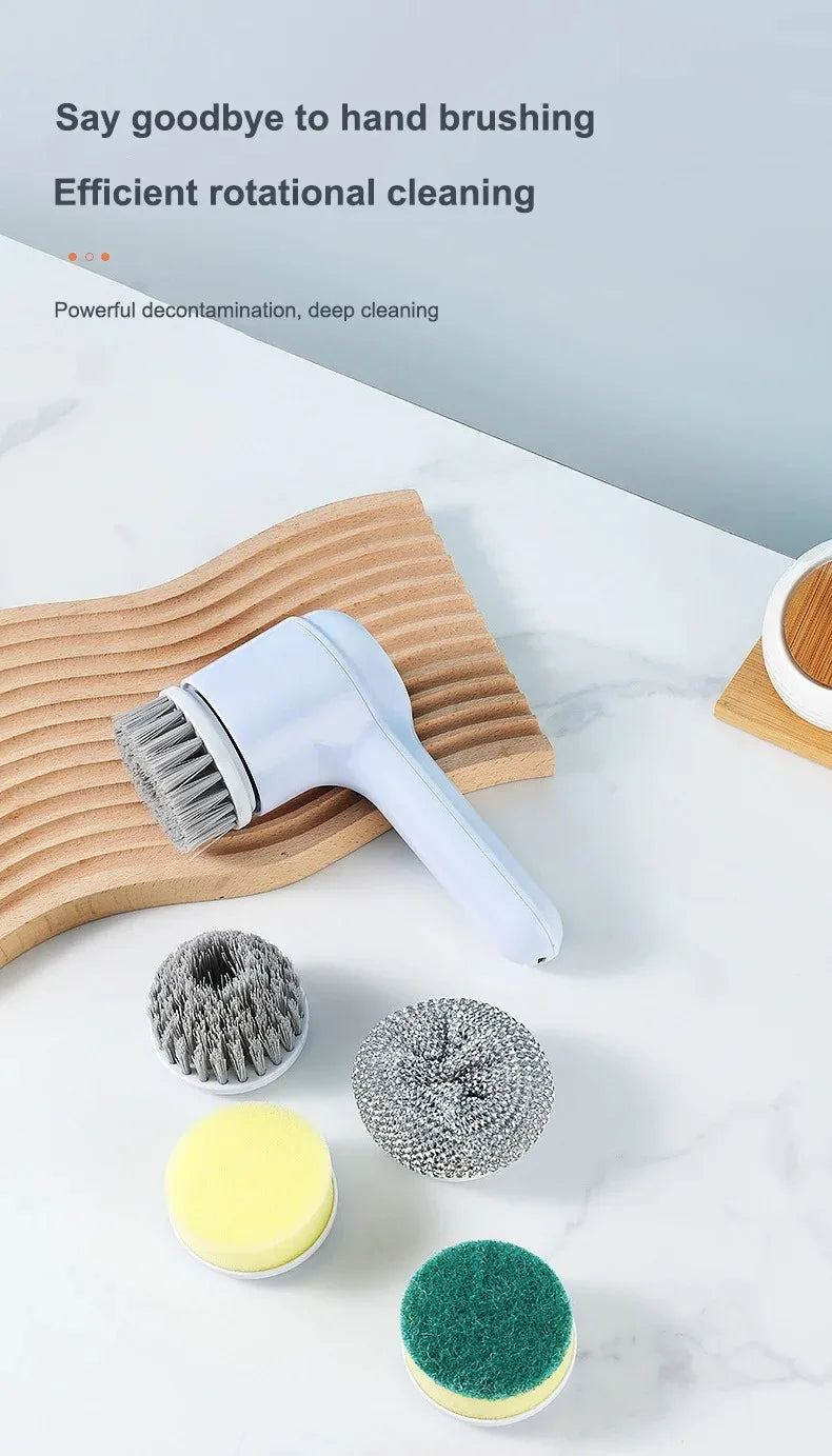 Electric Cleaning Brush Electric Spin Scrubber Bathroom Cordless Cleaning Brush Power Scrubber with 5 Replaceable Brush Heads
