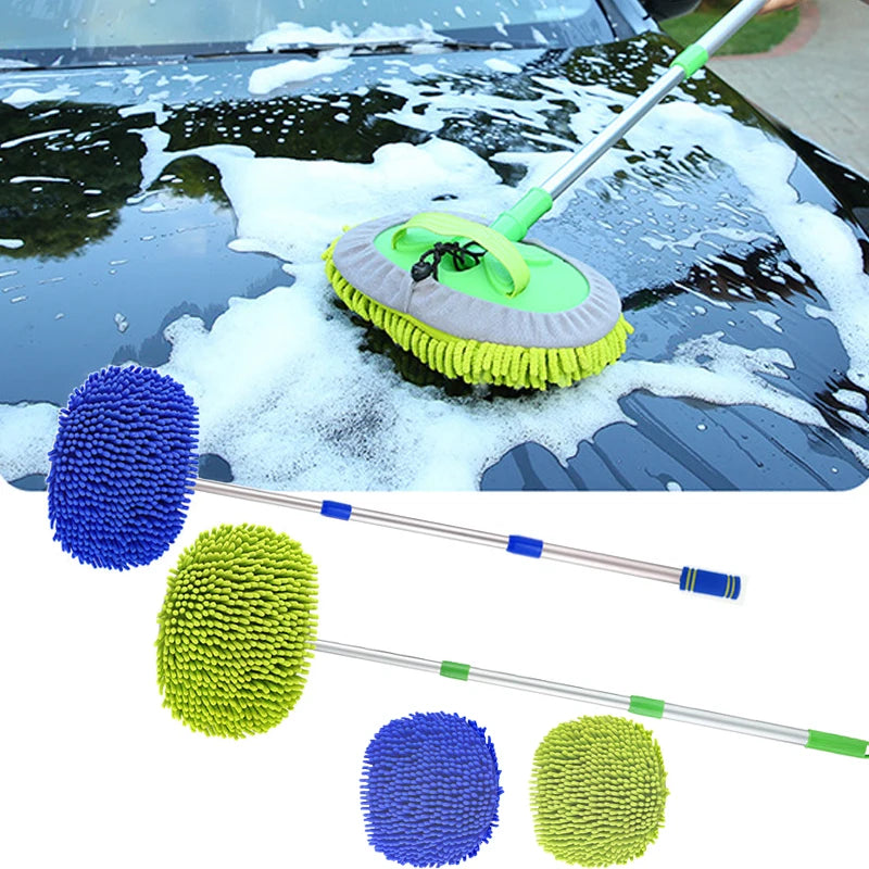 Car Washing Mop Cleaning Brush Telescopic Long Handle Cleaning Mop Chenille Broom Care Detailing Mop Brush Car Cleaning Tools