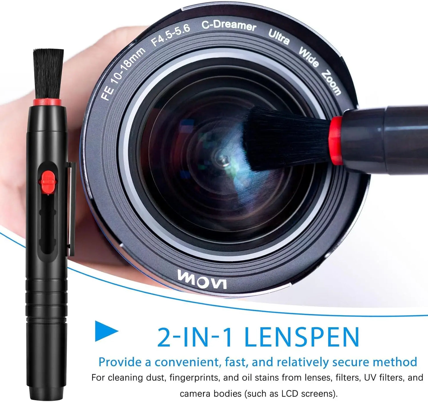 Camera Cleaning Kit, Professional Lens & Sensor Cleaner for DSLR Mirrorless, with Lens Pen, Air Blower, Brush, Cleaning Solution