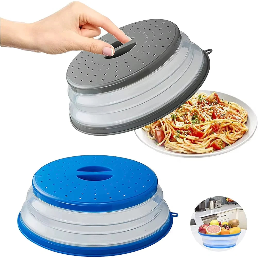 Collapsible Microwave Food Cover and Cushion BPA Free Heat Resistant Microwave Splatter Cover Multifuction Kitchen Gadget