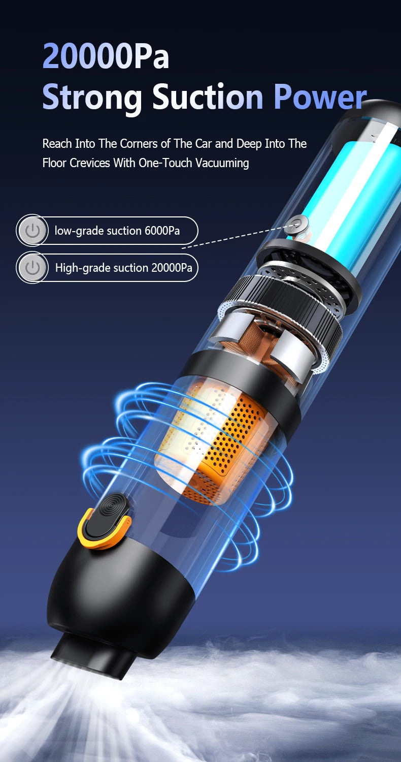 Compact vacuum cleaner is suitable for computer rooms, indoor and outdoor areas, and cars. It has extremely strong suction power