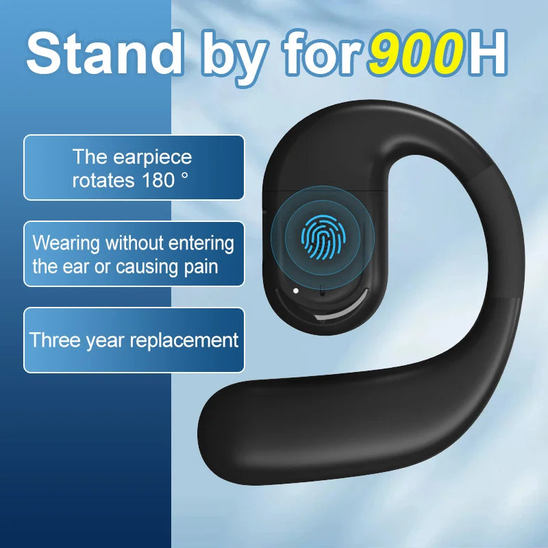 Bluetooth  Business Earphone Wireless Single Headphone with HD Mic Ear Hook HiFi Stereo Music Earbud for Xiaomi Samsung Phone