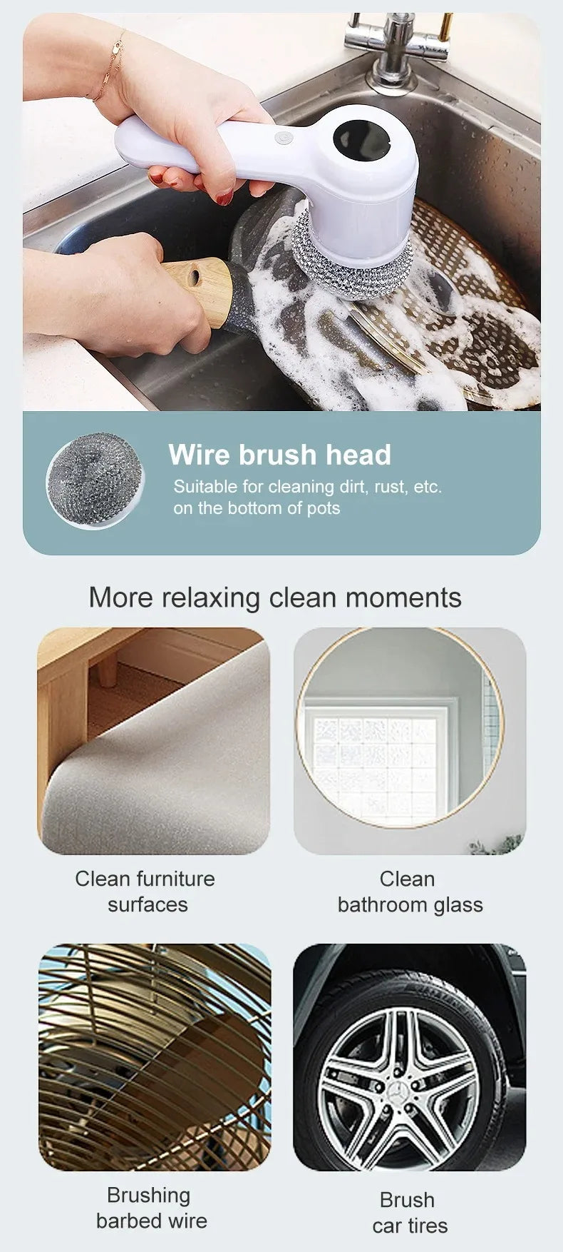 Electric Cleaning Brush Electric Spin Scrubber Bathroom Cordless Cleaning Brush Power Scrubber with 5 Replaceable Brush Heads