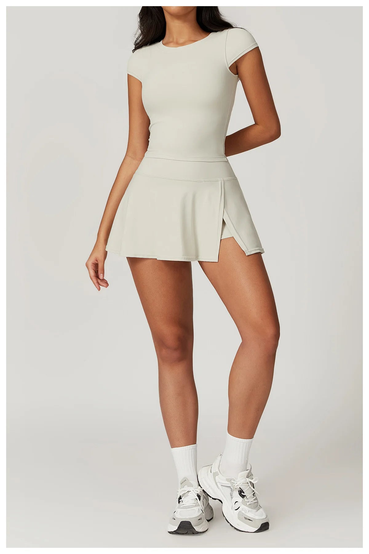 Tight Tennis Skirt Set Yoga Clothing Anti-Shine Bottom Pants Set Quick Dry High Waisted Hip Lifting Running Fitness Exercise Set
