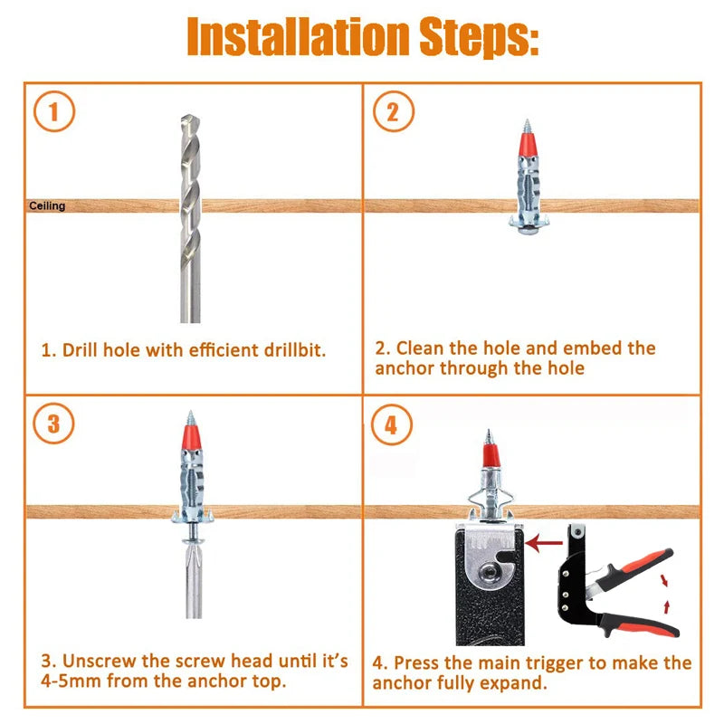 Heavy Duty  Molly Bolt Hollow Drive Wall Anchor Screws Kit Drywall Cavity Plug Dowel for Plasterboard Hanging Fasteners
