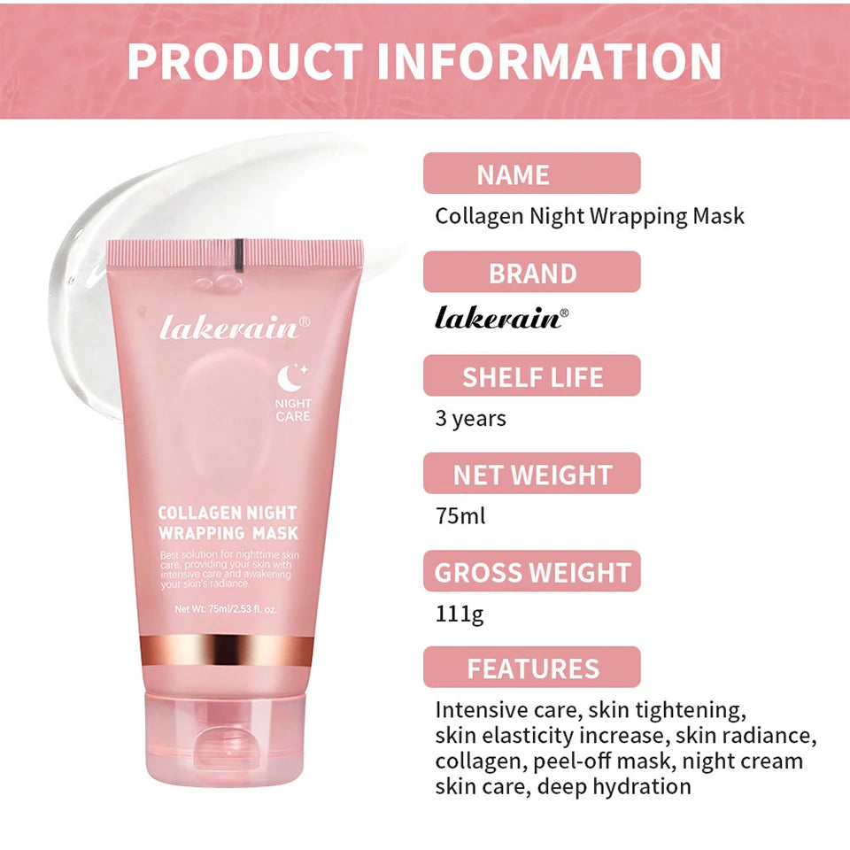 Collagen Wrapping Mask And Brush Set Rejuvenation Moisturize Brightening Korean Face Mask Make Glowy Skin