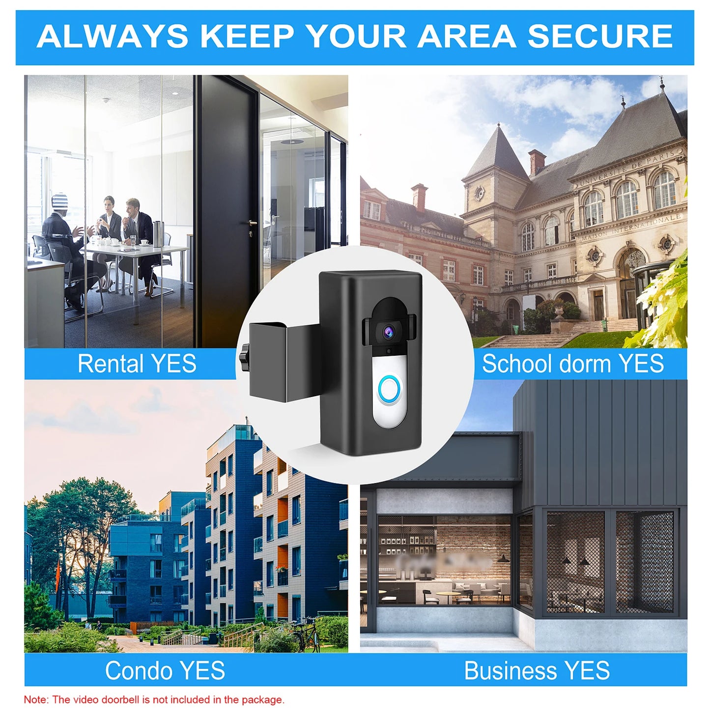 The anti-theft doorbell installation base video doorbell is easy to install without drills and is suitable for dormitories