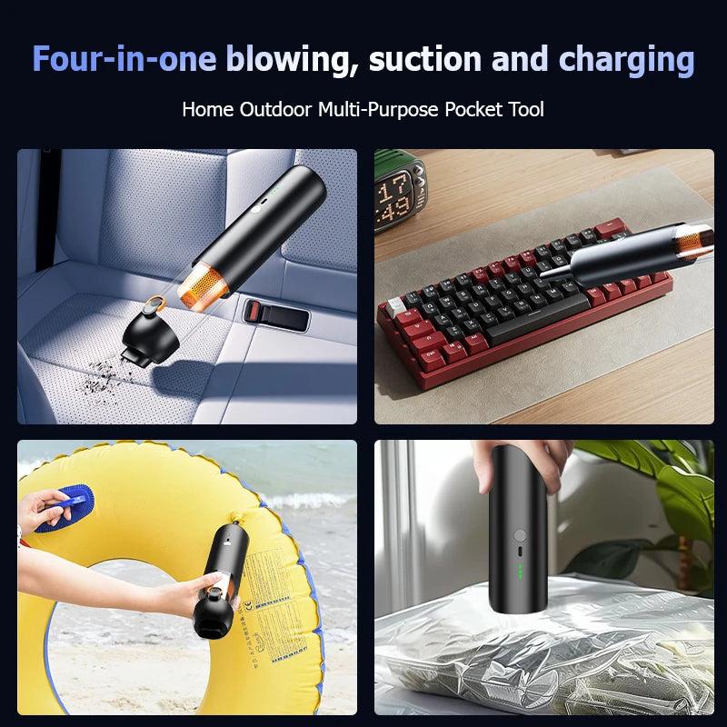 Compact vacuum cleaner is suitable for computer rooms, indoor and outdoor areas, and cars. It has extremely strong suction power